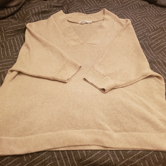 3/$25 Reitmans linen blend V-Neck sweater with 3/4 length sleeves, size L - Picture 1 of 6